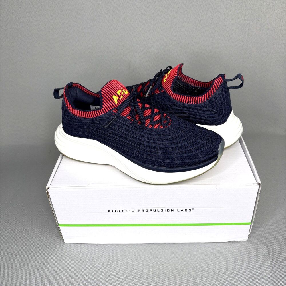 Womens Sz 7 APL Sneakers Shoes Techloom Zipline Navy Red Ribbed Running Athletic